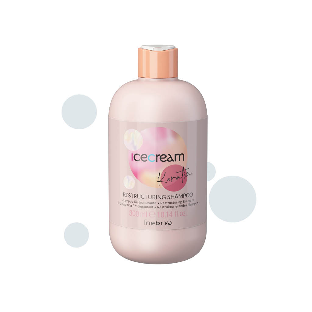 Ice Cream Restructuring Shampoo Deterge efficacemente, favorendo un’azione idratante e nutriente in profondità. Disciplina i capelli, elimina il crespo e apporta incredibile brillantezza.